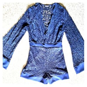 Navy blue lace romper
